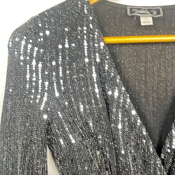 Rebecca B Sequin Black Wrap Dress 4 - Picture 3 of 5